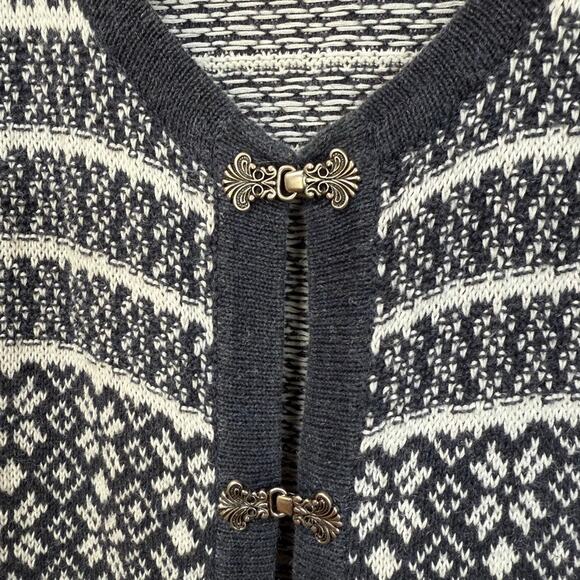 Woolrich Cotton/Ramie Blend Nordic Pewter Clasp Cardigan Sweater Sz L - Picture 3 of 8